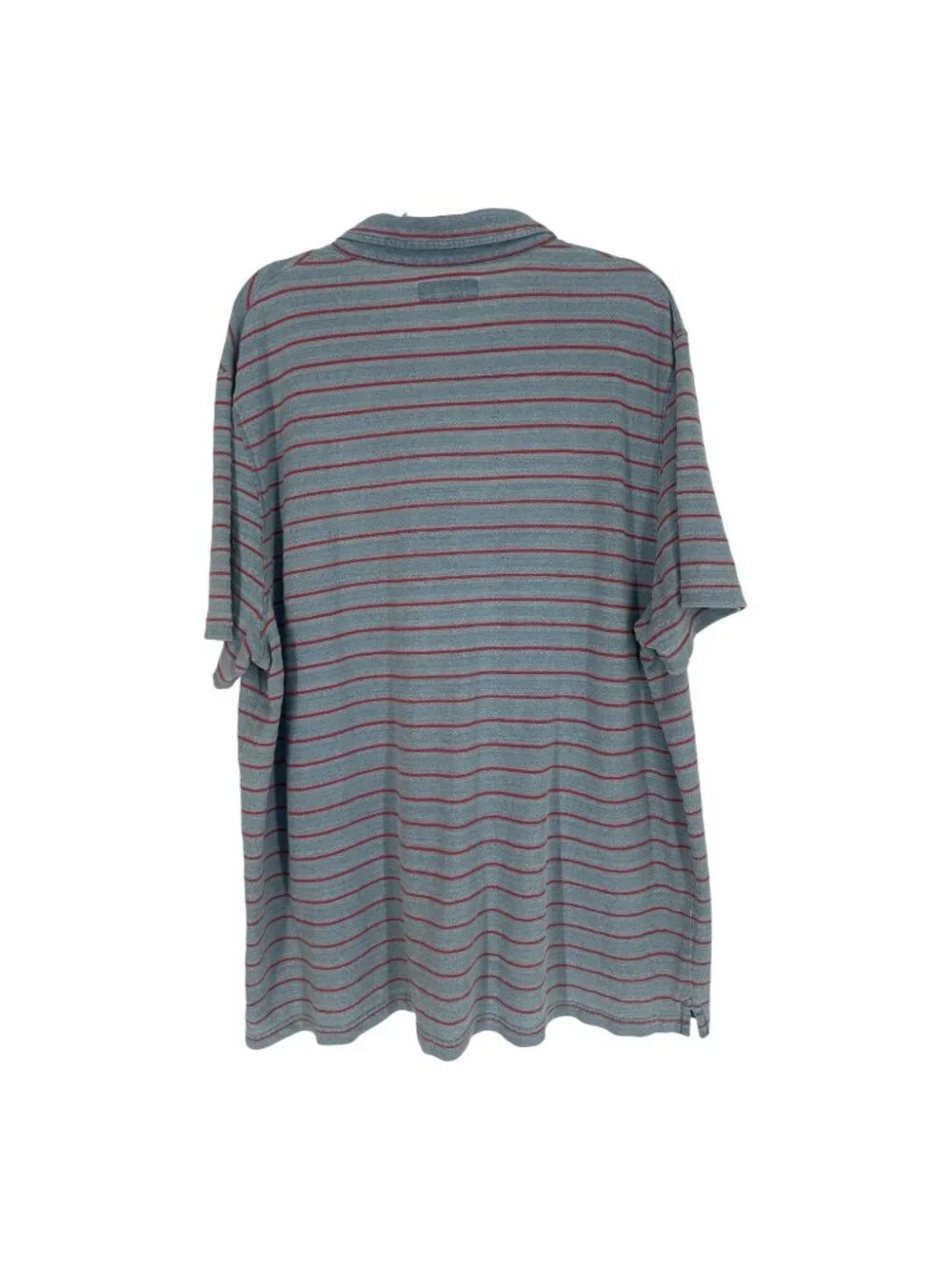 Carbon2Cobalt Men XXL Faded Blue Red Stripe Polo Shirt Pocket Cotton